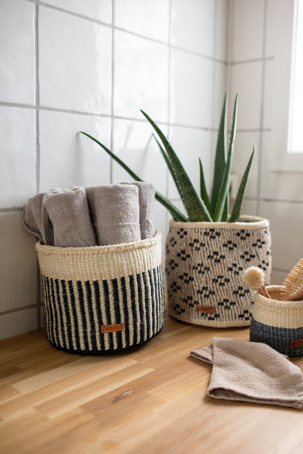 Striped Sisal Storage Basket
