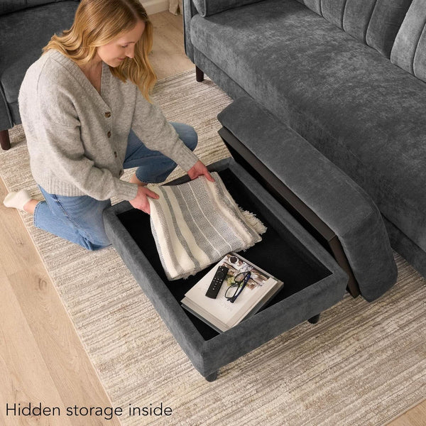 Iron Gray Chenille Storage Ottoman – ottoman (view 5) | Roost & Roam