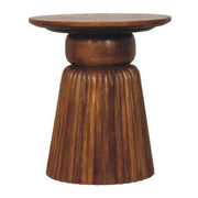 Fluted Mango Wood Round Side Table