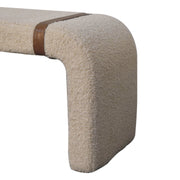 Boucle Leather Strap Upholstered Bench