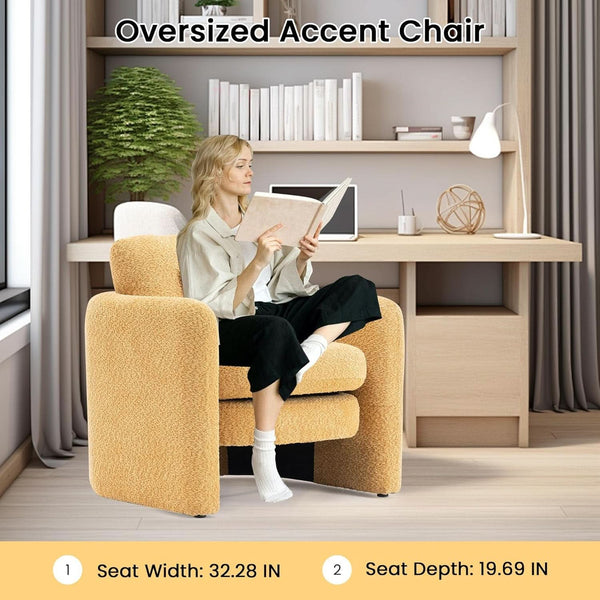 Oversized Boucle-Texture Accent Chair – chair (view 3) | Roost & Roam