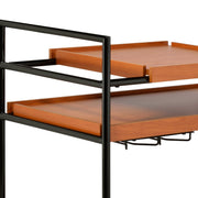 Honey Oak & Matte Black Bar Cart