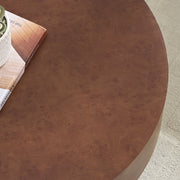 Burl Wood-Print Round Pedestal Coffee Table