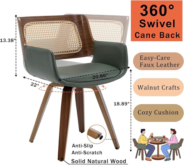 Cane-Back Swivel Armchair Dining Chair – dining room set (view 2) | Roost & Roam