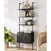 Wood-Grain Ladder Bookshelf with Cabinet – book case (view 6) | Roost & Roam