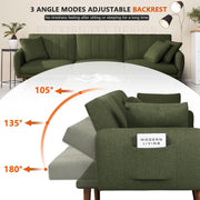 L-Shaped Linen Sleeper Sofa