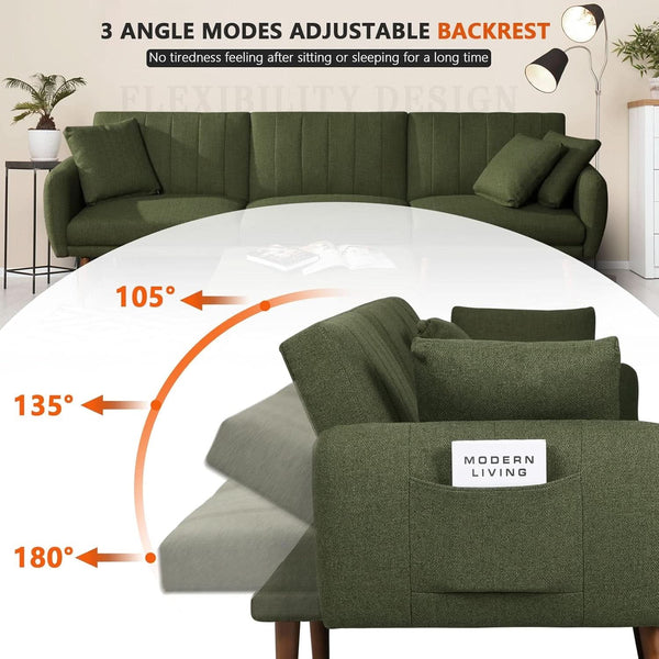 L-Shaped Linen Sleeper Sofa