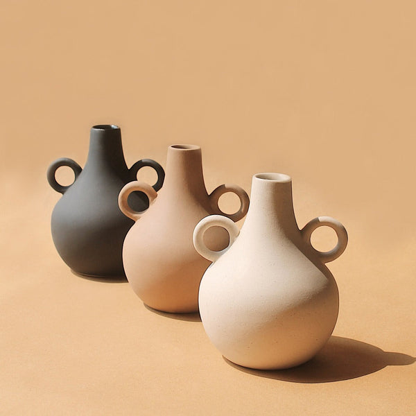 Matte Ceramic Belly Handle Vase