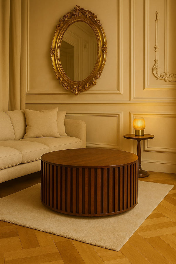 Slatted Round Mango Wood Coffee Table