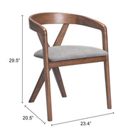 Dove Gray & Walnut Rubberwood Dining Chair with Arms