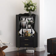 Mirrored Corner Bar Cabinet With Drawers