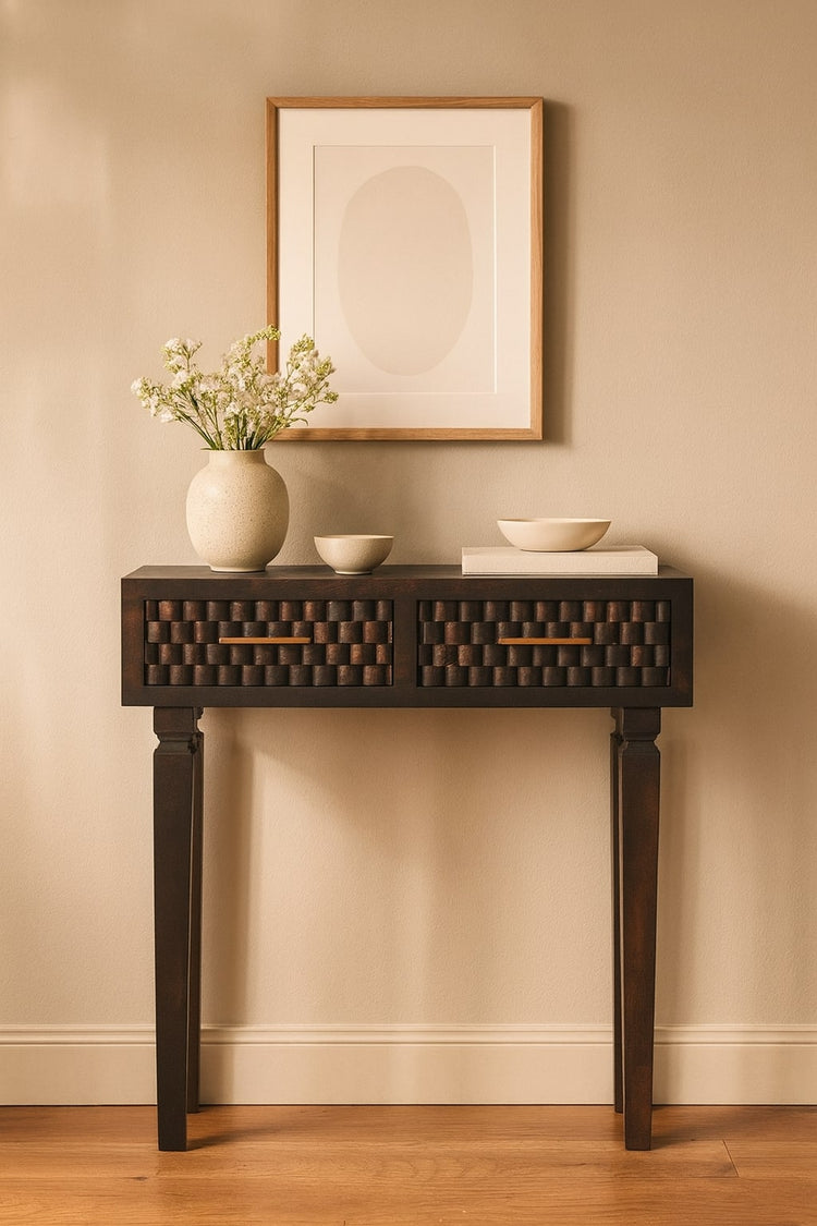 Carved Mango Wood Console Table