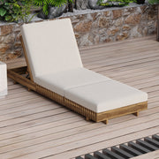 Slatted Acacia Wood Outdoor Chaise Lounger — back and side profile detail