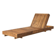 Slatted Acacia Wood Outdoor Chaise Lounger — alternate angle showing full form