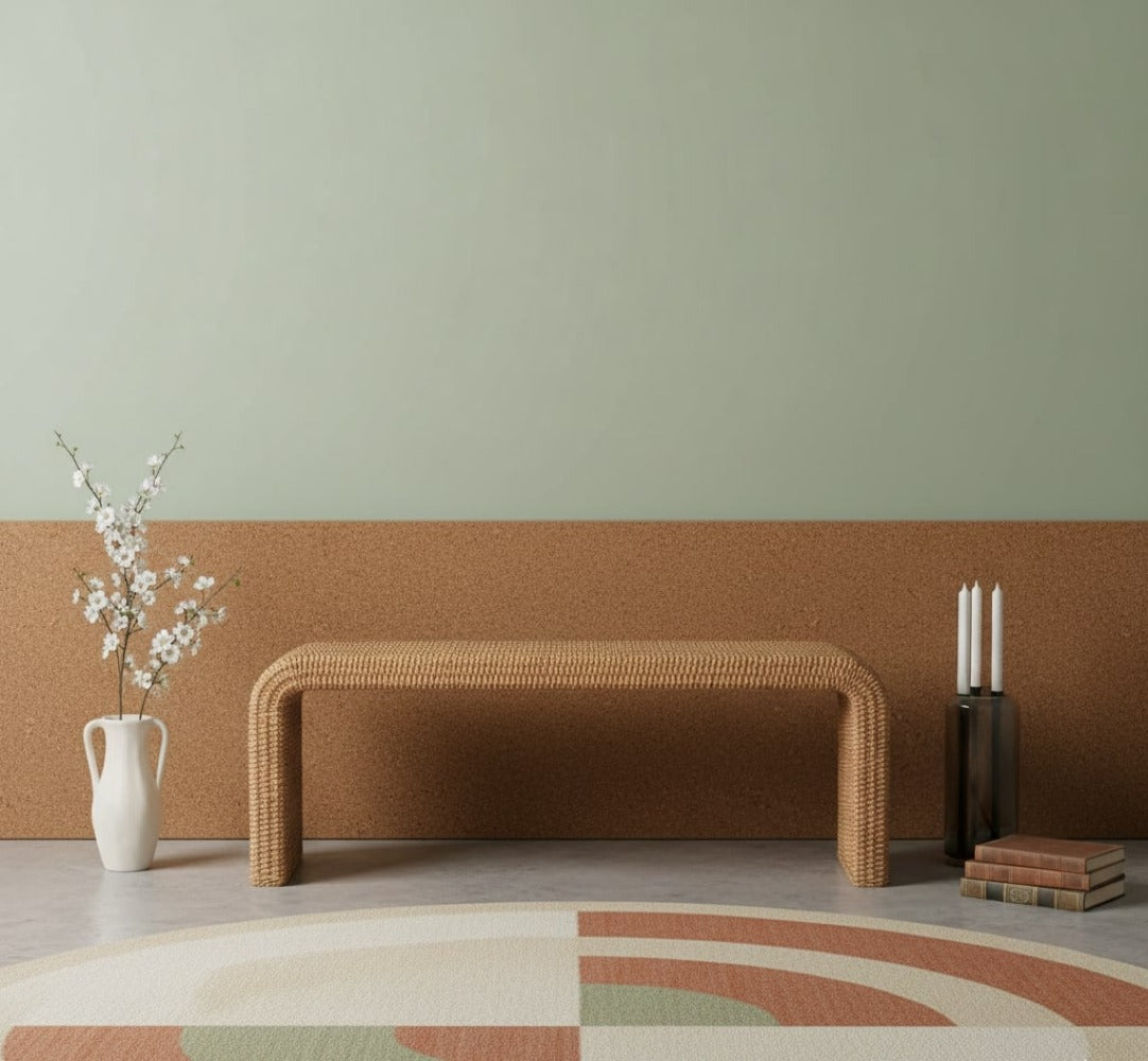 Woven Rattan Waterfall Bench