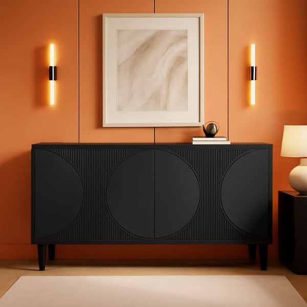 Reeded Circle-Door Wood-Grain Sideboard – in black | Roost & Roam
