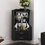 Mirrored Corner Bar Cabinet With Drawers