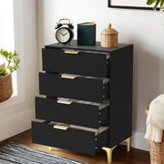 Black Engineered Wood 4-Drawer Dresser