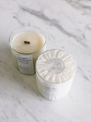 Close-up of handmade construction and surface detail — Hand-Poured Soy Wooden Wick Candle