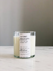 Hand-Poured Soy Wooden Wick Candle styled on a table with linen and ceramics