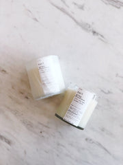 Close-up of hand-poured soy wax surface and cotton wick — Earl Grey Wooden Wick Soy Candle