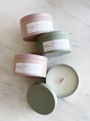 Coconut Crème Wooden Wick Travel Candle — scale reference and proportion detail