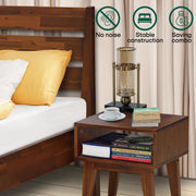 Solid Wood Platform Bed Frame and Nightstand Set