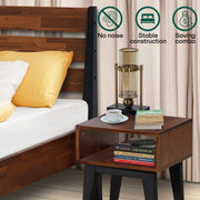 Solid Wood Platform Bed Frame and Nightstand Set