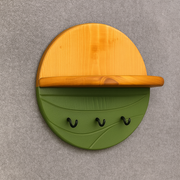 Wood-Grain Wall Key Holder with Shelf