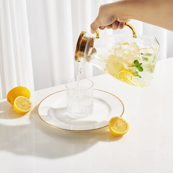 Faceted Glass Pitcher Gold Lid — alternate colorway or set size option
