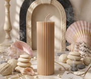 Ribbed Wax Pillar Candle