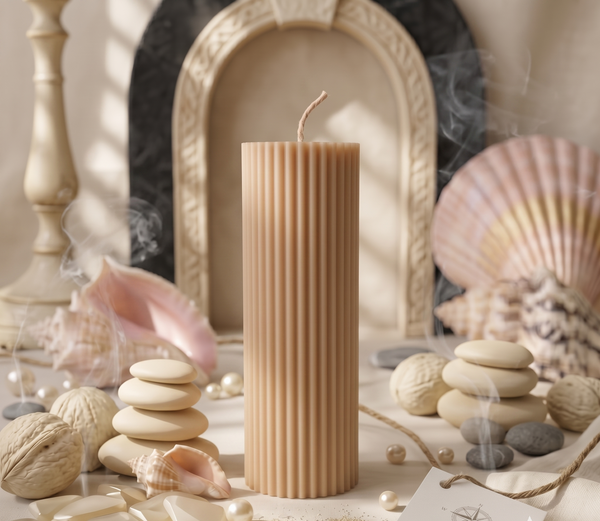 Ribbed Wax Pillar Candle
