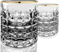 Gold-Rimmed Faceted Lowball Glass Set