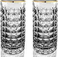 Gold-Rim Faceted Highball Glass Set