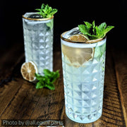 Gold-Rim Faceted Highball Glass Set