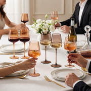 Tinted Glass Tall Wine Glasses Set — scale reference and proportion detail