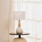 White Ceramic Wood Table Lamp