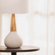 White Ceramic Wood Table Lamp