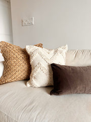 Chocolate Velvet Lumbar Pillow Cover — back and side profile detail