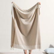 Herringbone Border Fringe Throw