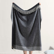 Herringbone Border Fringe Throw