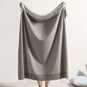 Herringbone Border Fringe Throw