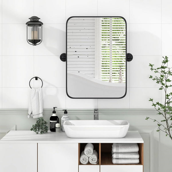 Matte Black Pivot Wall Mirror