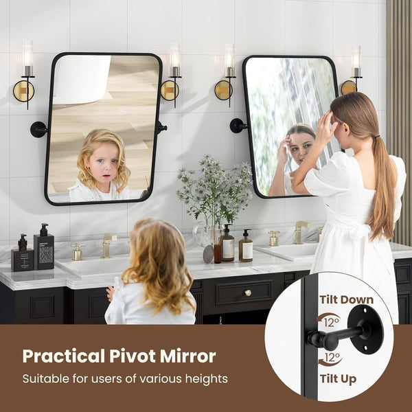 Matte Black Pivot Wall Mirror