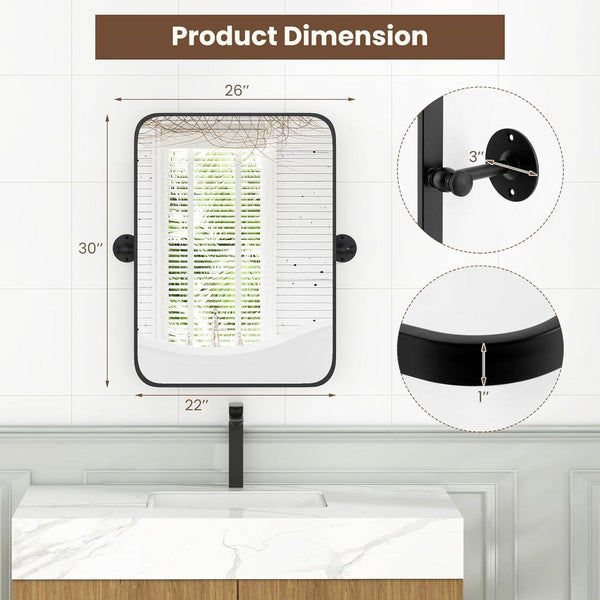 Matte Black Pivot Wall Mirror