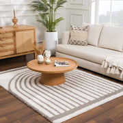 Plush Arch-Pattern Taupe Area Rug
