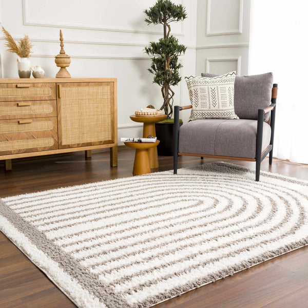 Plush Arch-Pattern Taupe Area Rug