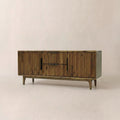 Fluted Acacia Wood TV Stand