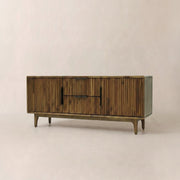 Fluted Acacia Wood TV Stand