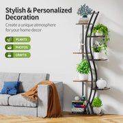 Curved Metal Six-Shelf Plant Stand